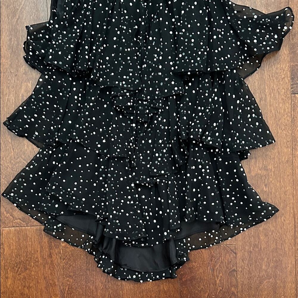 Vintage 80s New Leaf Black and White Polka Dot Dress, Strappy Back, Size XXS/XS - Picture 10 of 13